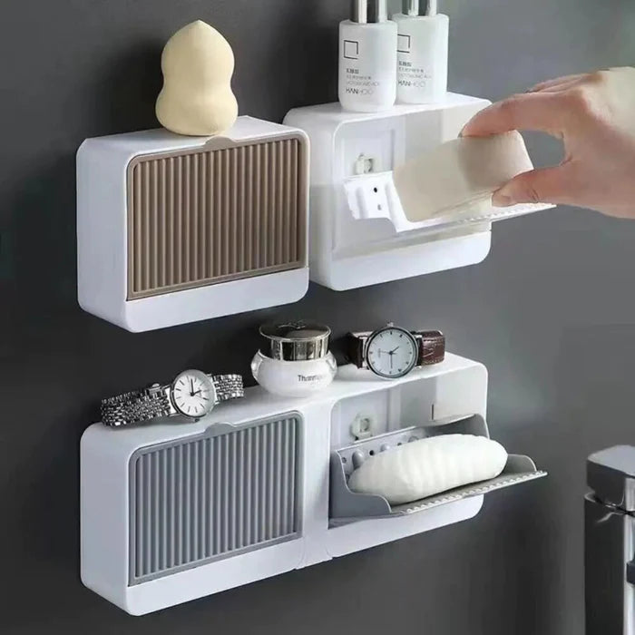 Soap Dish Drain Double Grid Soap holder Box