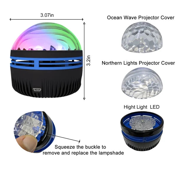 2-in-1 Northern Lights and Ocean Wave Projector with 14 Light Effects