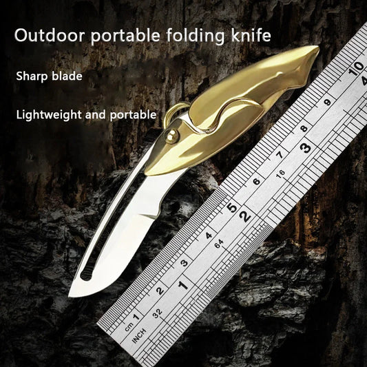 ⭐Small Goldfish Folding Knife Outdoor Portable High Hardness Brass Handle