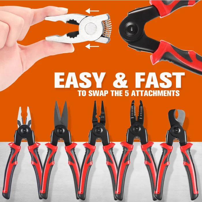 5-in-1 Interchangeable Head Pliers Tool Set