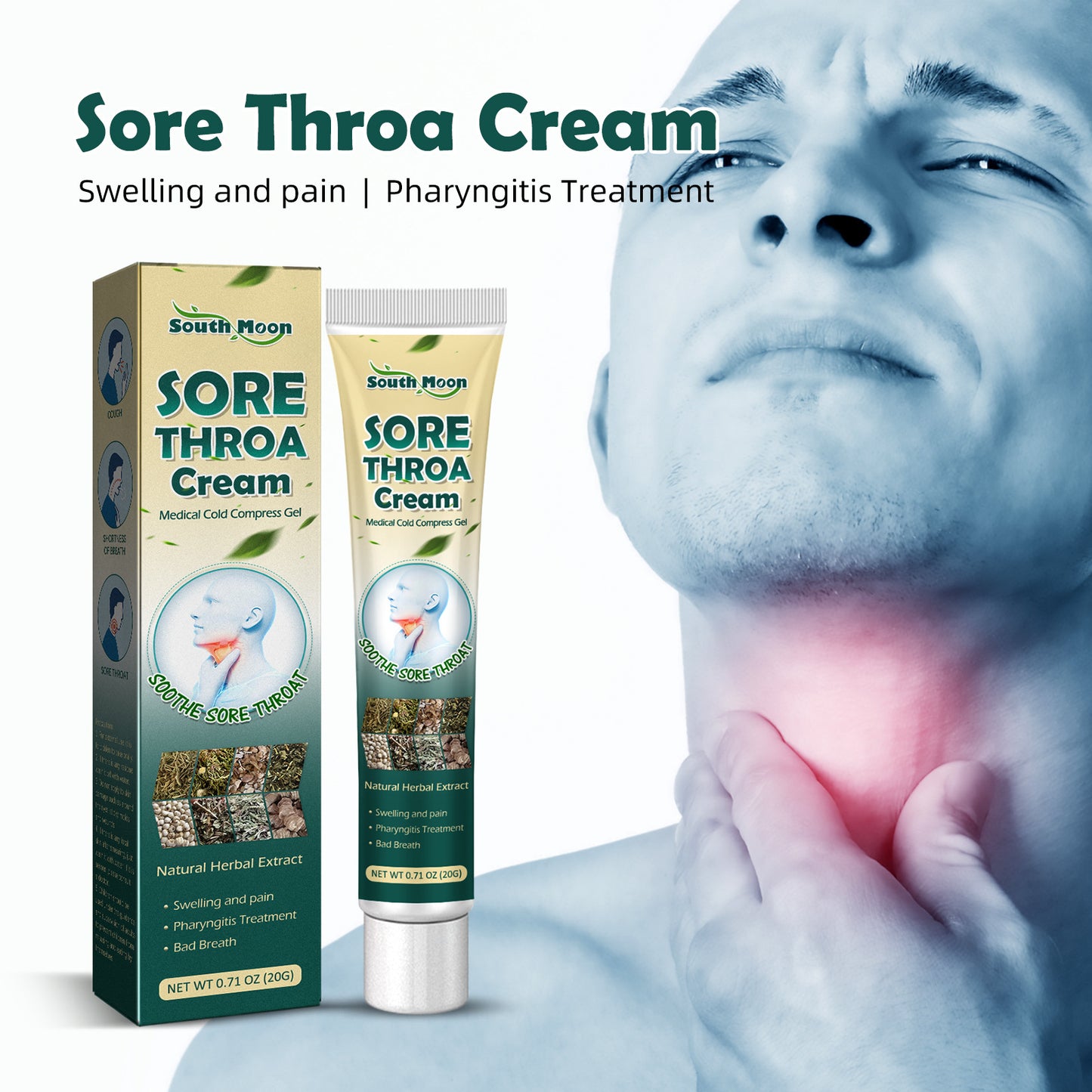 South Moon Sore Throat Relief Topical Ointment Strep Throat Cough Relief Ointment